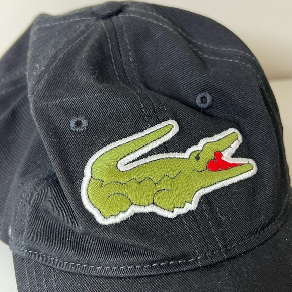 Lacoste Black Cap with Large Crocodile Logo Front Embrodiered Leather Band Hat - Picture 3 of 8